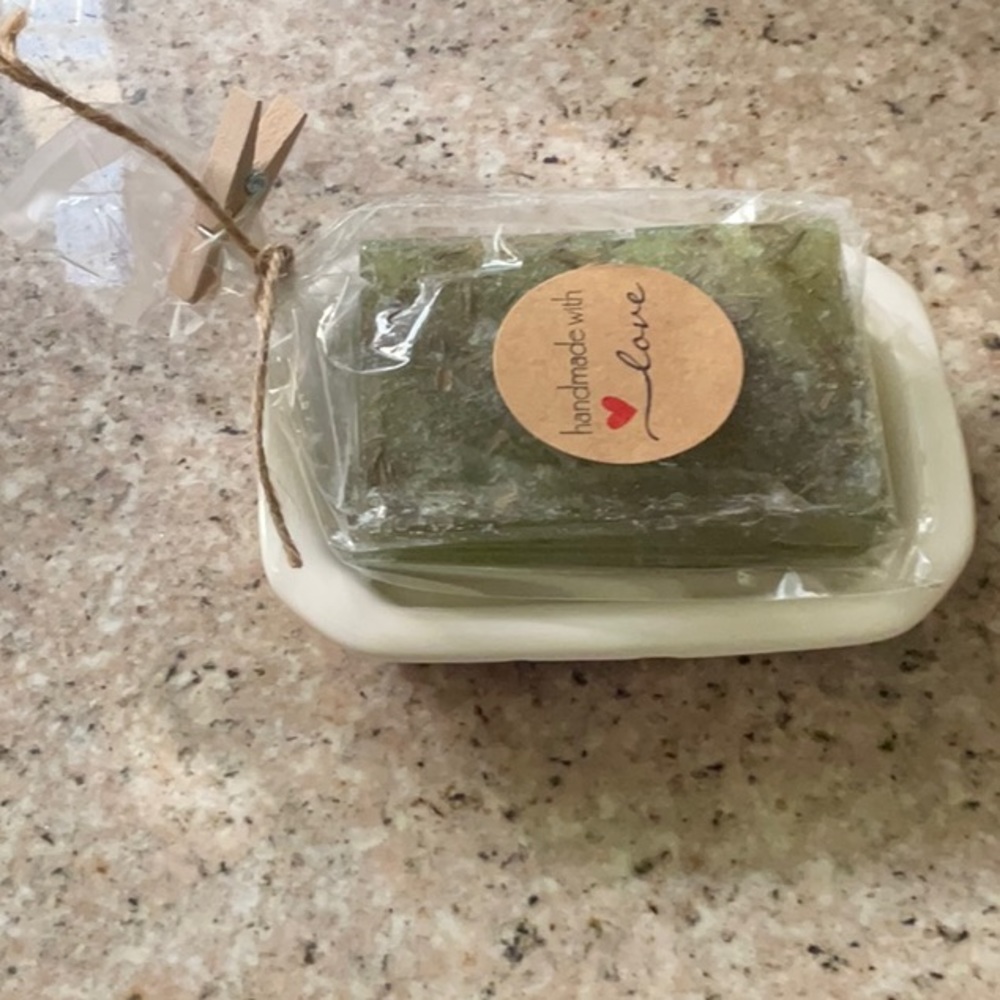 Hand Made Organic Rosemary Soap & Dish